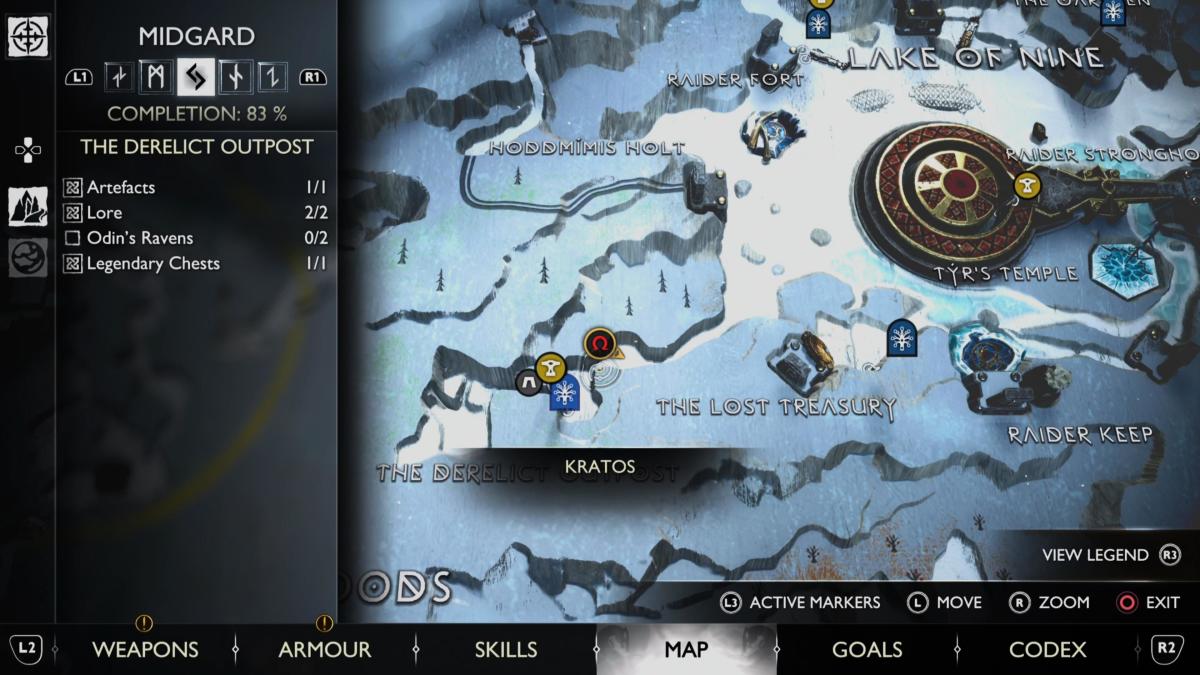 A map to find the Lost Treasury Raven in God of War Ragnarok.